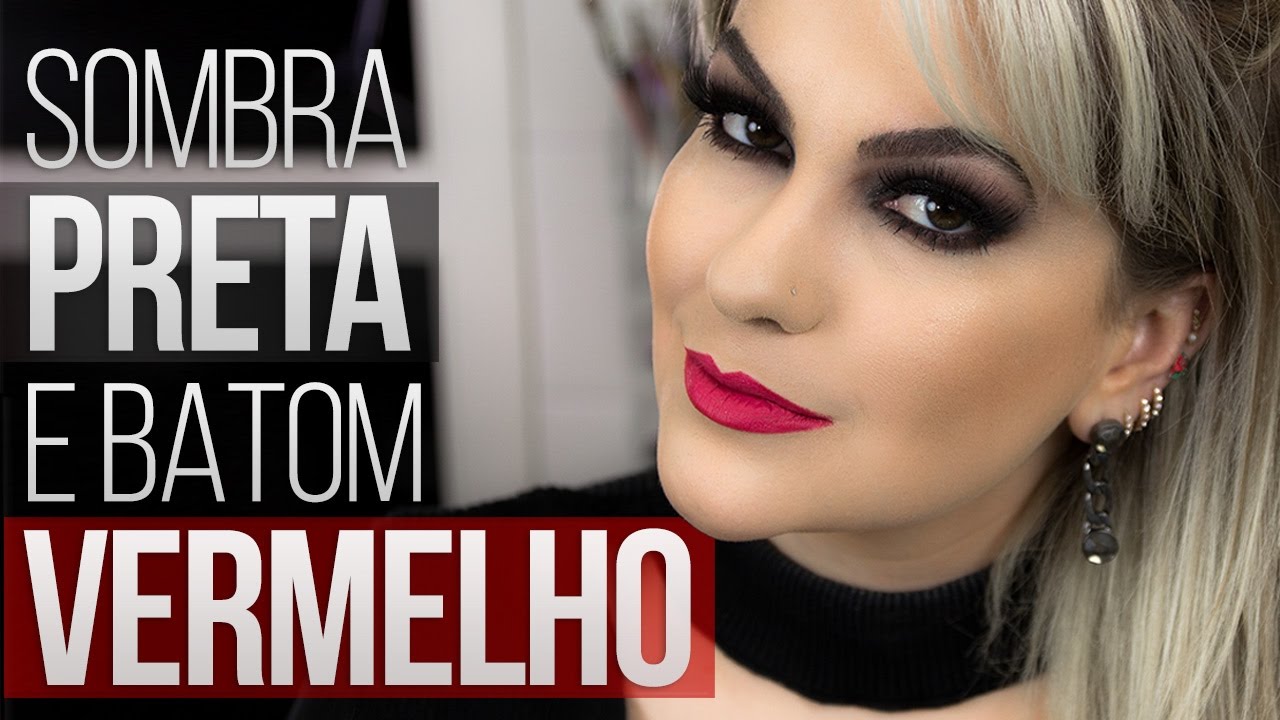 MAQUIAGEM COM SOMBRA PRETA E BATOM VERMELHO POR ALICE SALAZAR
