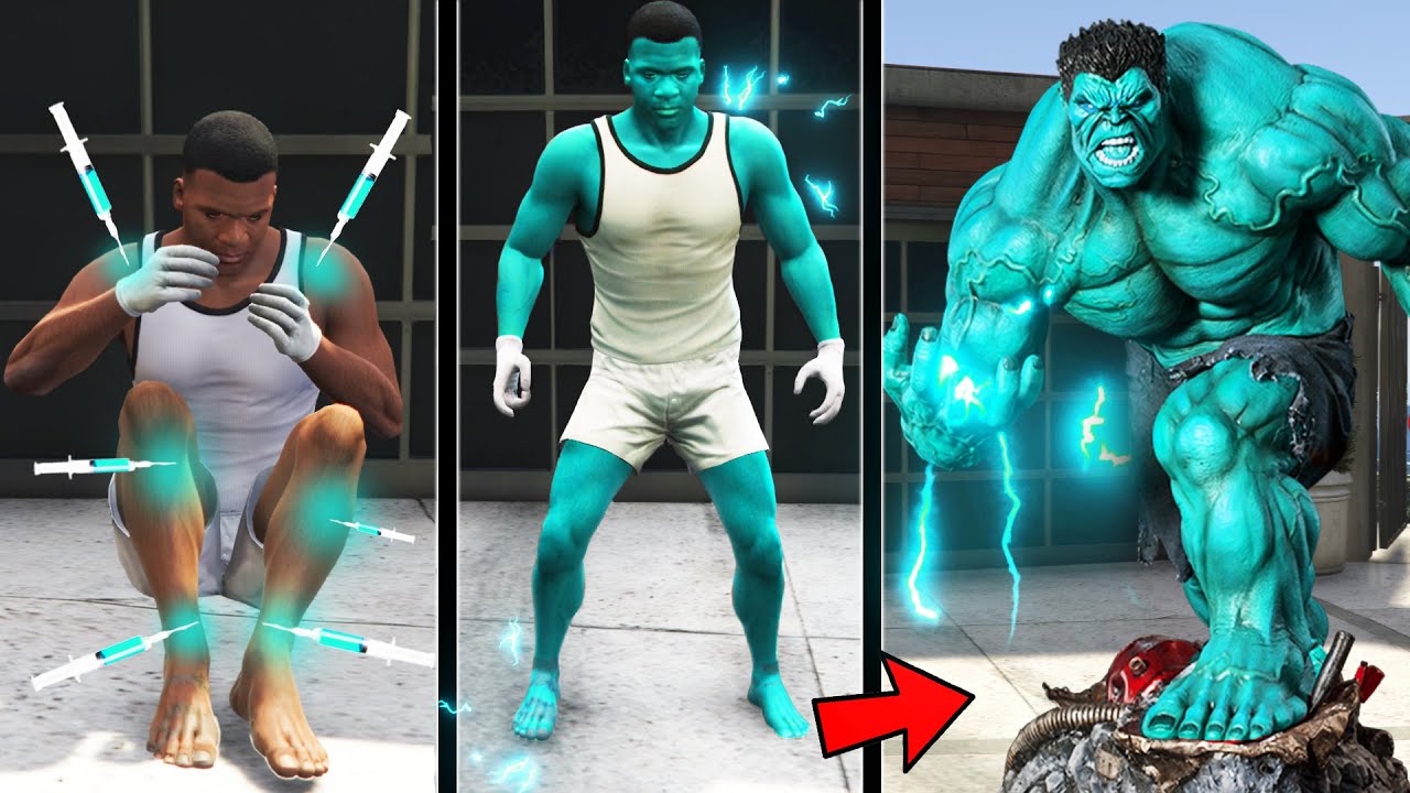 Franklin Take Blue Injections To Transform Into Blue Hulk in GTA V ! GTA V Avengers
