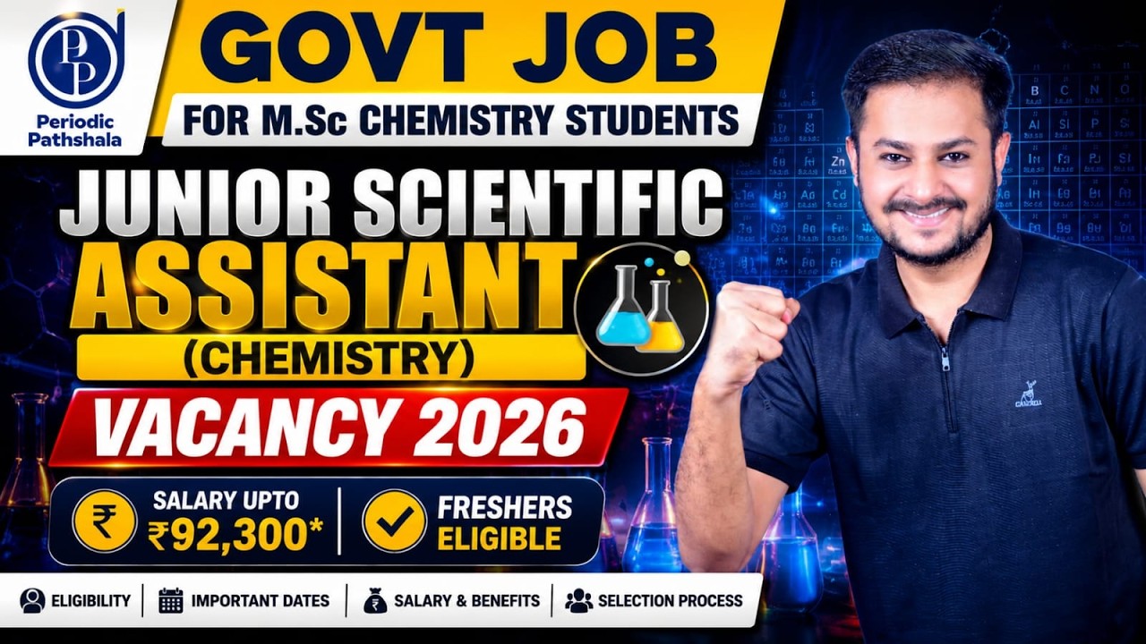 🚨 Govt Job for M.Sc Chemistry Students | Junior Scientific Assistant Vacancy 2026 | ₹92,300 Salary😱