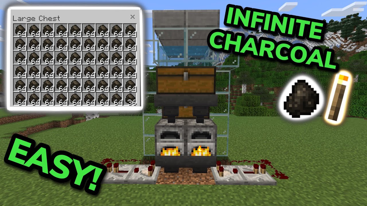 BEST CHARCOAL FARM TUTORIAL in Minecraft Bedrock (MCPE/Xbox/PS/Switch/PC)