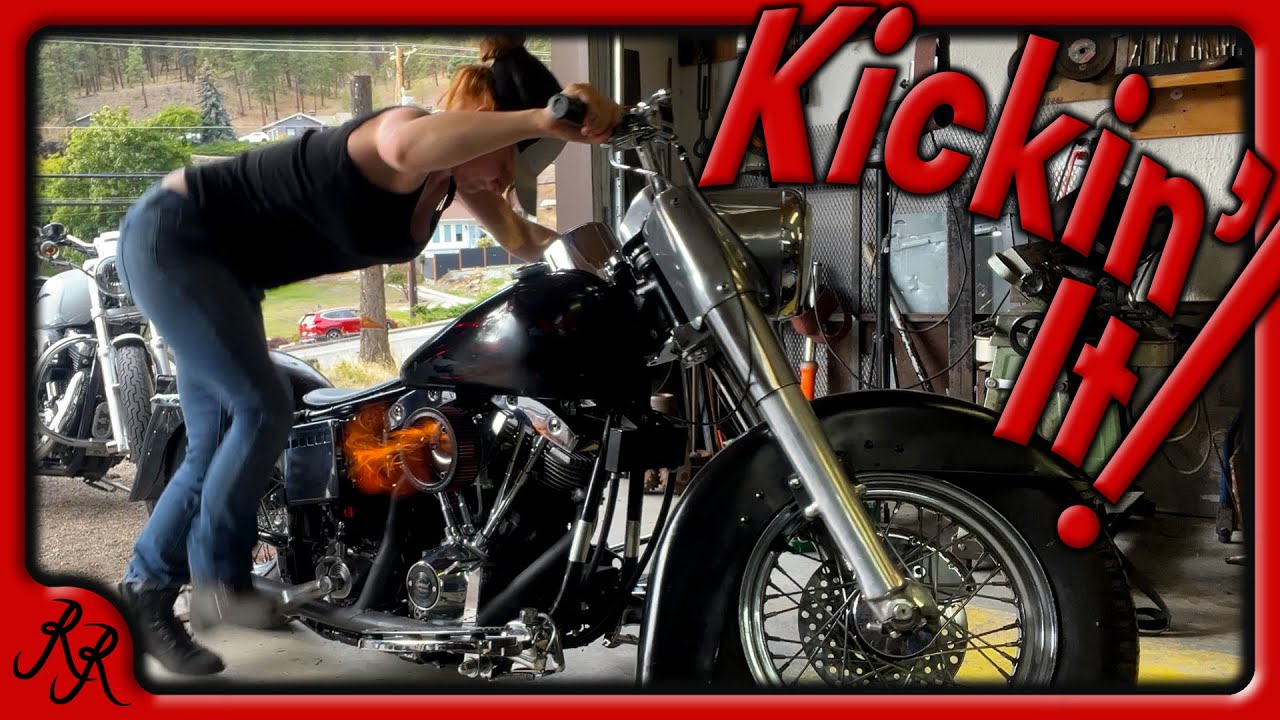 First Time Kick Starting My Dads Harley