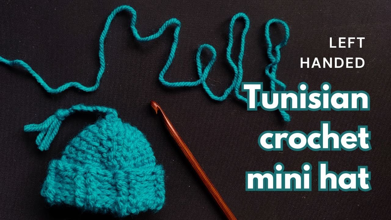 [Left-handed] Tunisian crochet mini beanie - process tutorial
