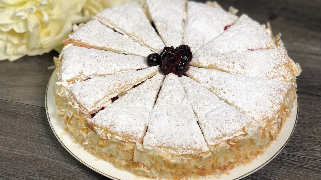 MILLEFOGLIE Dolce in 5 minuti! Questo dolce con crema la farai tutti i giorni! Senza burro  🍓🍒🍋🍇