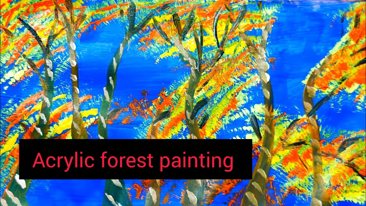 live Easy Acrylic Painting for beginners Best/Birch Tree Forest Step by Step/painting/