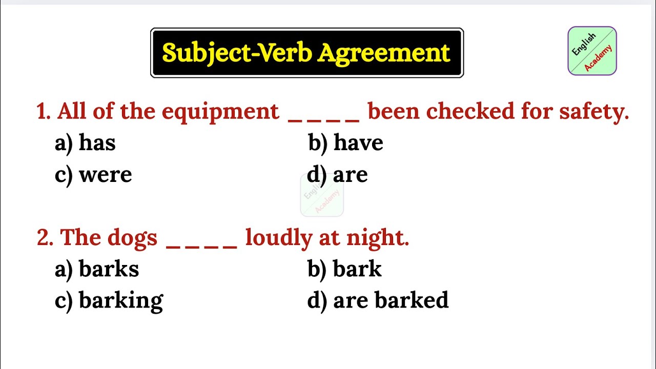 Subject Verb Agreement practice #englishacademy #subjectverbagreement