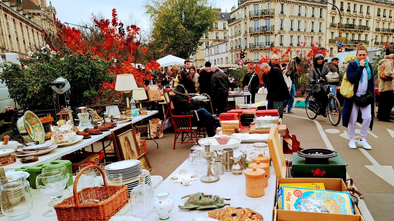 Paris France🇨🇵BROCANTE in Paris🏺ANTIQUITÉS old Things🪑FLEA MARKET🪞MARCHÉS Aux puces✨️4KHDR Thrifting
