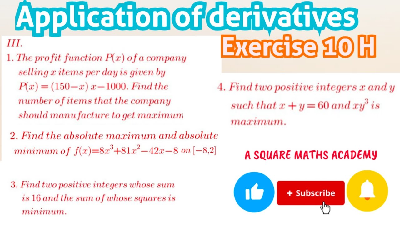 Application of derivatives, 