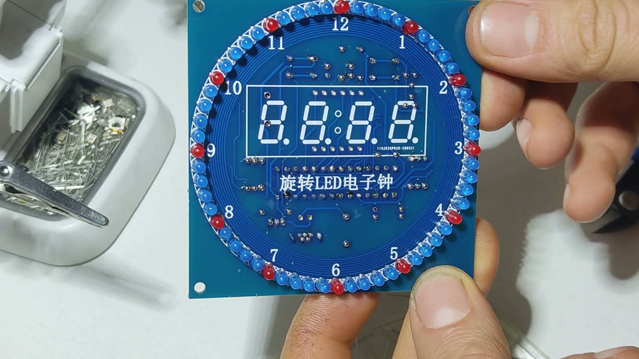 Rotating LED Electronic Clock Kit , DS1302 , STC15W408AS , Soldering