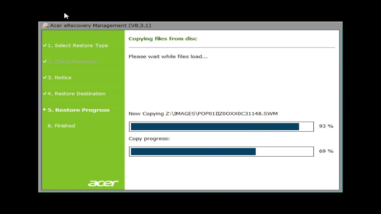 Acer Aspire x1420 Recovery on VMware (Windows 7 Home Premium,French)