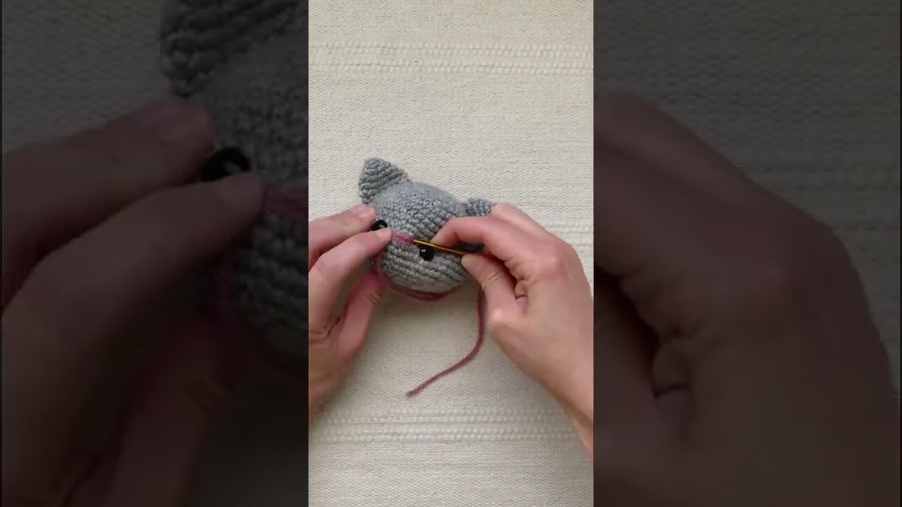 Sewing a Nose on a Crochet Cat | #amigurumi