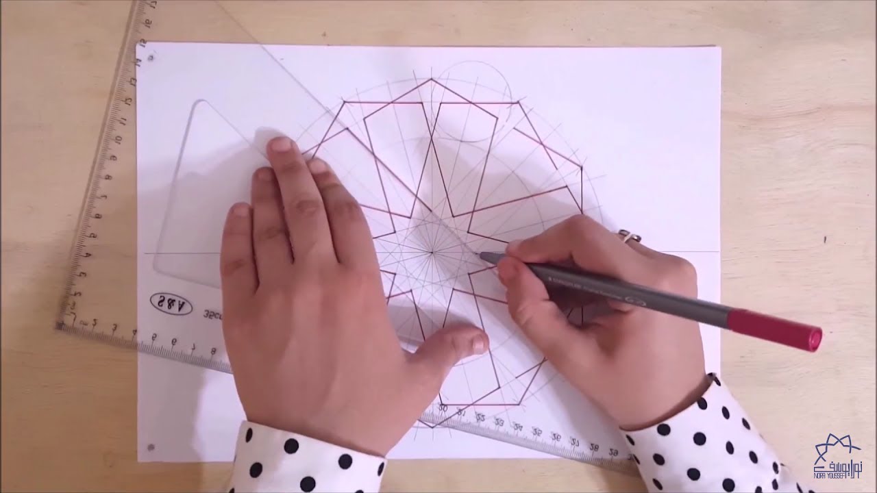 How to draw an Islamic geometric pattern #8 | زخارف اسلامية هندسية