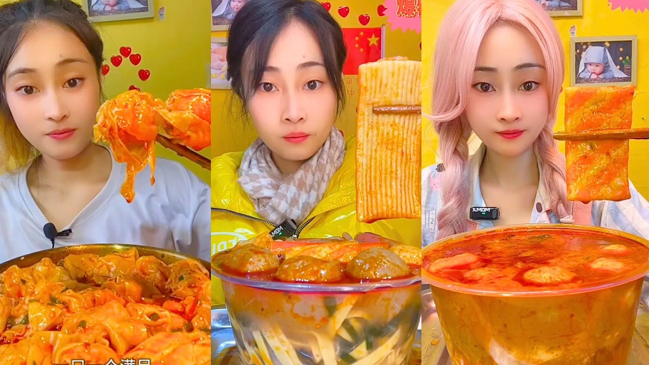 Spicy Mala Soup, Stir-Fried Noodles, and Tofu Skin Mukbang