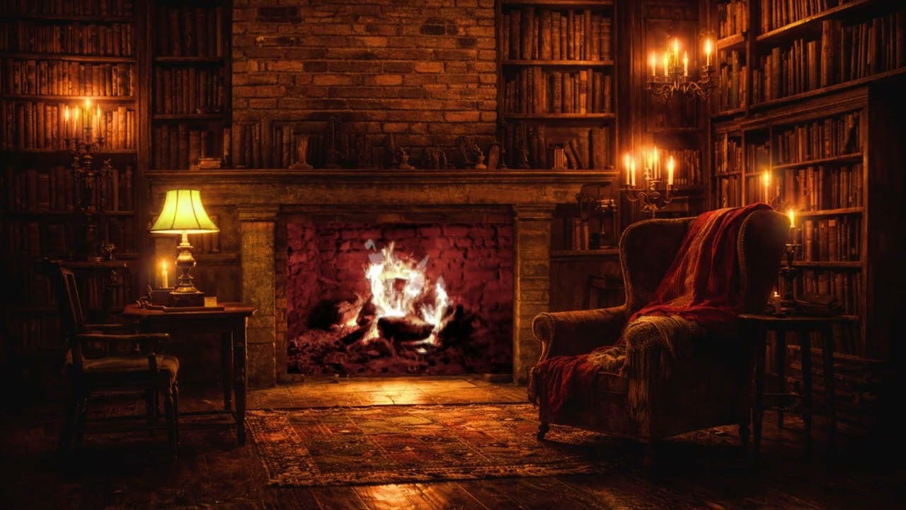 10 Hours of Gothic Library Jazz with Fireplace for Reading and Deep Focus.