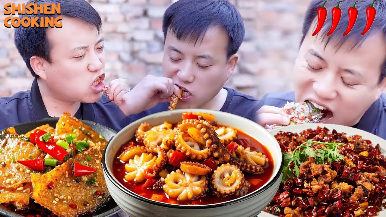 GRILLED FISH SKIN、SPICY OCTOPUS LEGS、FRIED PORK SHANK