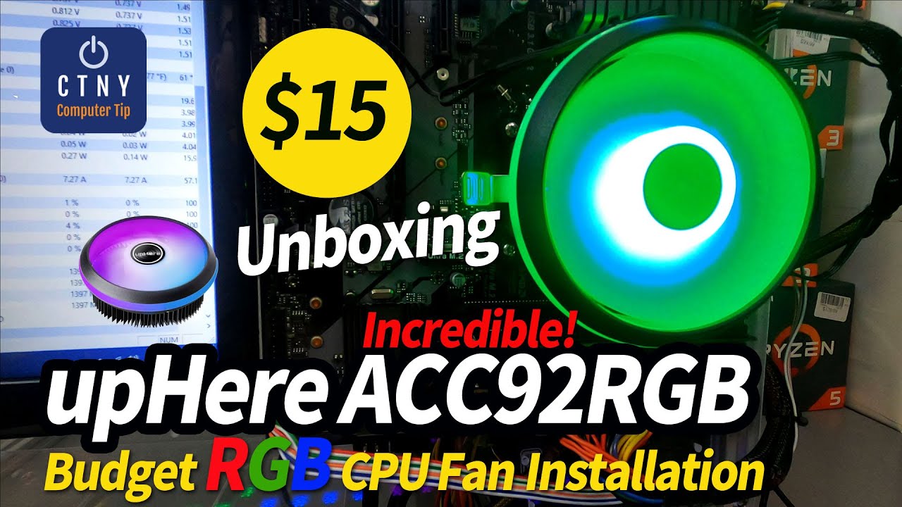 Наверху Установка бюджетного вентилятора ЦП ACC92RGB с RGB ...