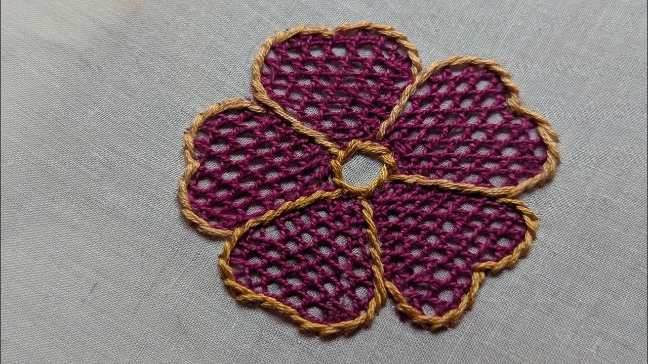 A unique net stitch flower | Beautiful hand embroidery design | Compressed