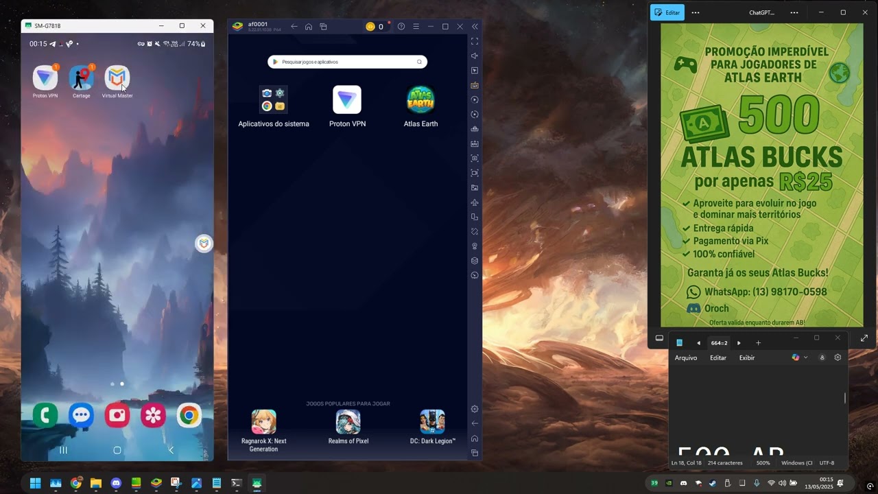 Atlas Earth - Realidades, multi contas, fake gps e venda de AB