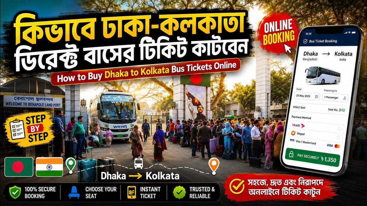 কিভাবে ঢাকা কলকাতা ডিরেক্ট বাসের টিকিট কাটবেন 💦 How to Buy Dhaka to Kolkata bus tickets online