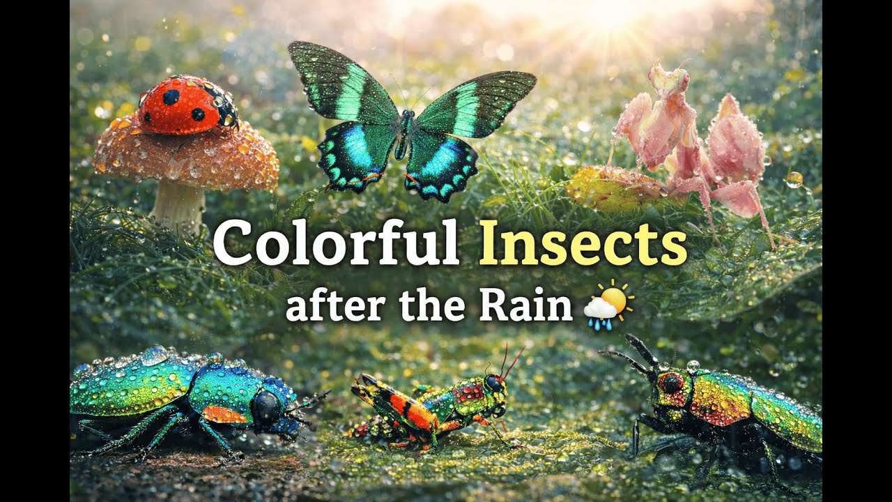 “Colorful Insects in the Rain 🌧️ | Relaxing Nature Documentary Sounds”