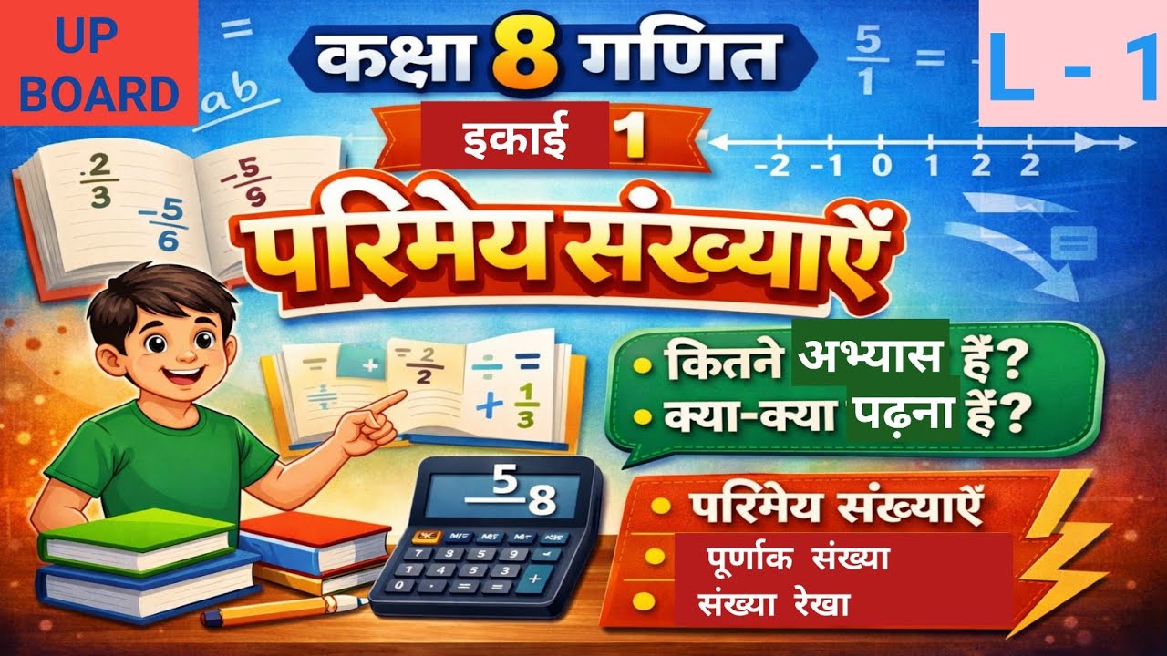 कक्षा 8 गणित अध्याय 1 | परिमेय संख्याएँ | कितने अभ्यास हैं? क्या-क्या पढ़ना है? #maths #upboard 