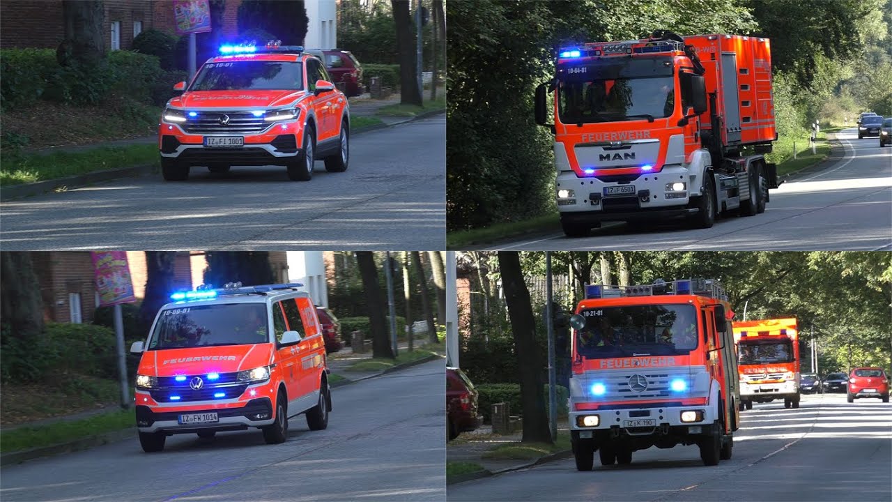 [Waldbrand in Itzehoe] Einsatzfahrten Freiwillige Feuerwehr Itzehoe zur Jahresabschlussübung