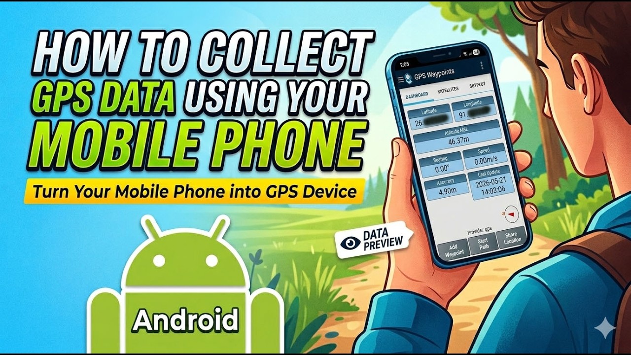 How to Collect GPS Data on Mobile Phone | Import in QGIS | English Tutorial