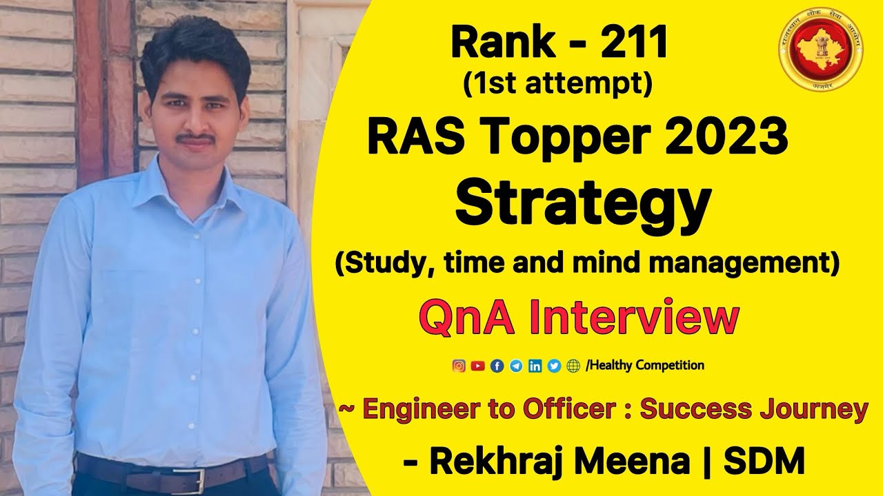 Success Journey: Engineer to RAS Officer | Strategy Rank 211 RPSC Exam Topper 2023 Rekhraj Meena SDM