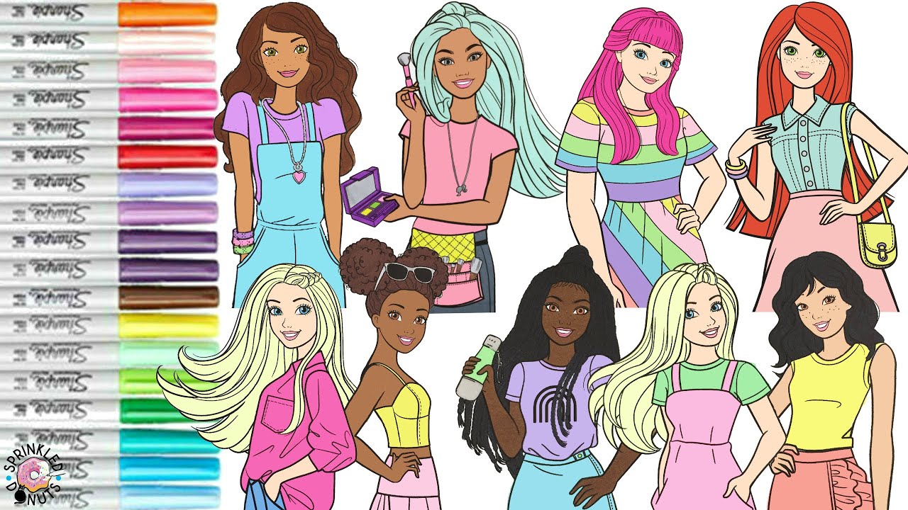 Barbie and Friends Coloring Book Compilation Barbie Nikki Brooklyn Teresa Renee Daisy Summer