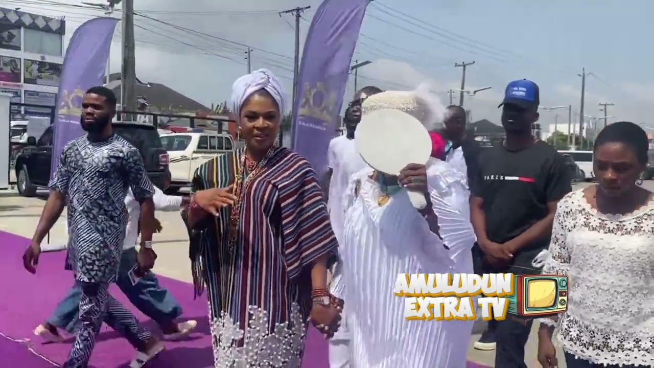 Ooni of Ife's Regal Queen Temitope Ogunwusi with Erelu Abiola Fernanadez at Ojaja Mall Lagos