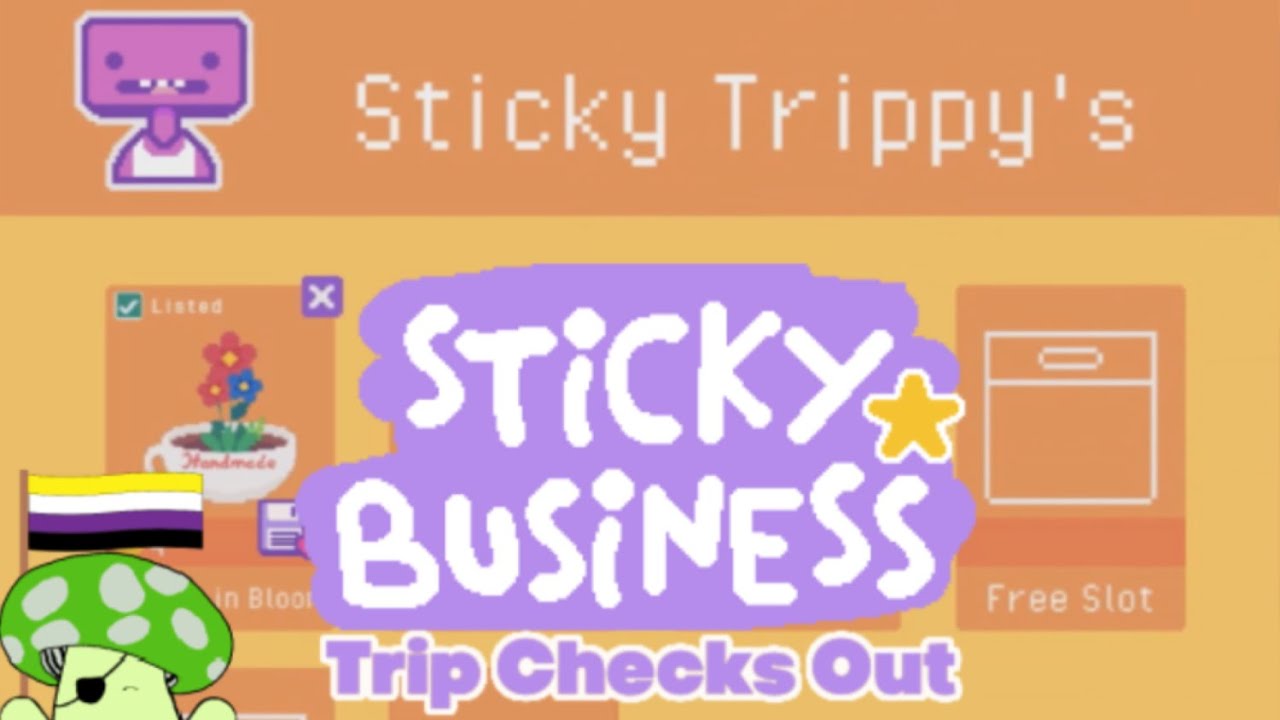 Wholesome Sticker Shop Management Game ~ Trip Checks Out: Sticky Business