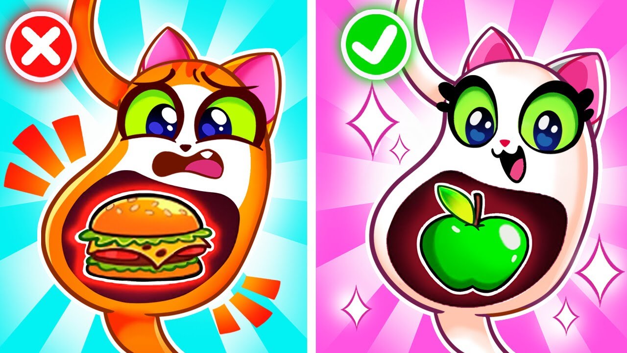 Don’t Overeat, Baby! 🍉💪Healthy Food VS Junk Food 🍕🍭|| Funny Kids Cartoons by Purr-Purr Tails 🐾