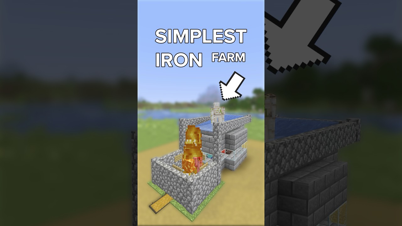 Minecraft Simplest IRON Farm (Iron Farm Tutorial) #minecraft #shorts