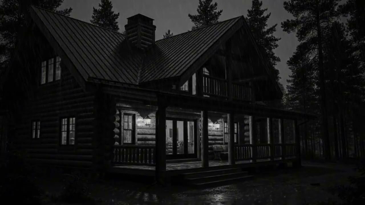 Cozy Cabin in Heavy Rain and Thunderstorm Ambience for Deep Sleep