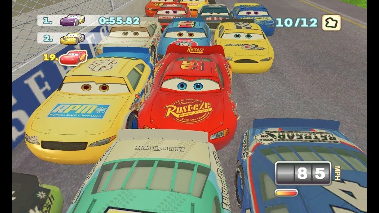 Lightning McQueen on Los Angeles International Speedway - Disney Cars Piston Cup Races