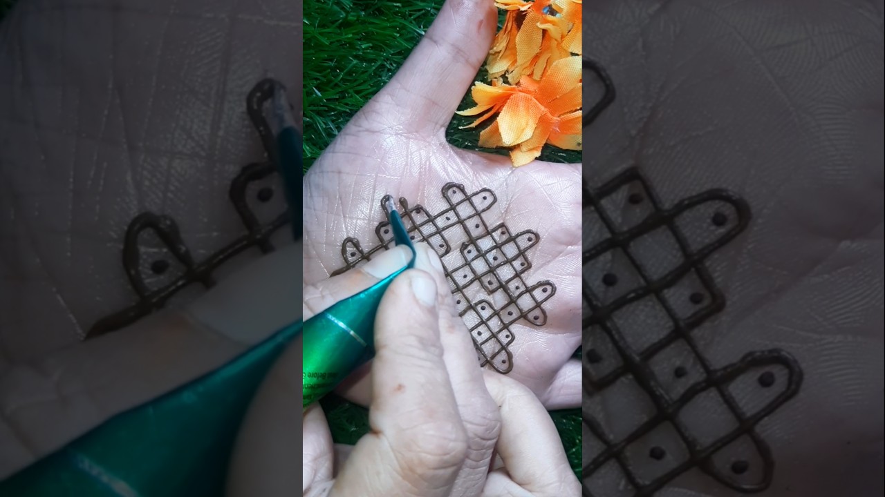 8×2 dots kolam design/drawing mehandi cone # shorts/viral song 