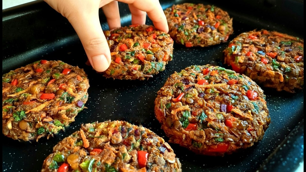 Brown Lentils and Vegetables taste better than meat! Incredibly Delicious Vegan Patties!