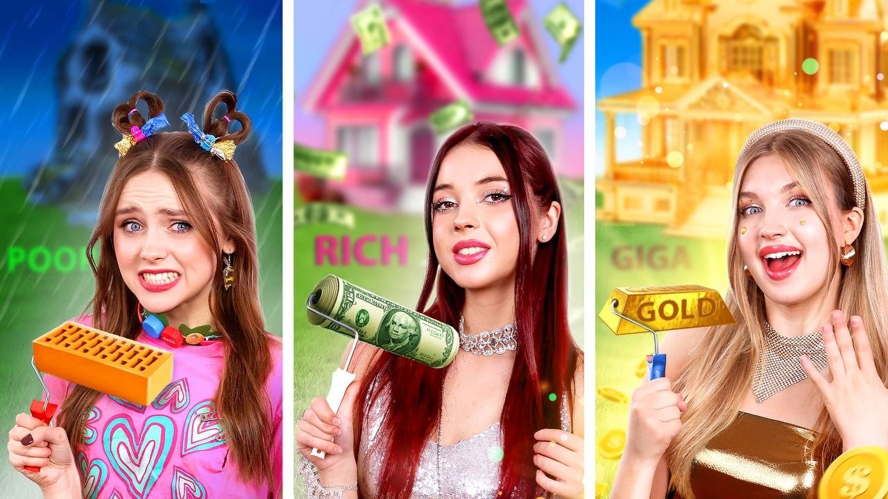 Esconderijos Pobre vs Rico vs Giga Rico! Construímos Uma Sala Secreta na Escola