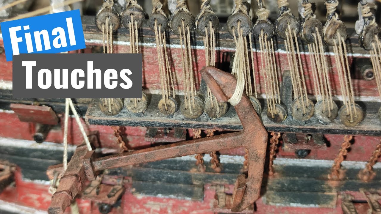 Model Ship Santisima Trinidad - Part 101 - Final touches  rigging, weathered flags