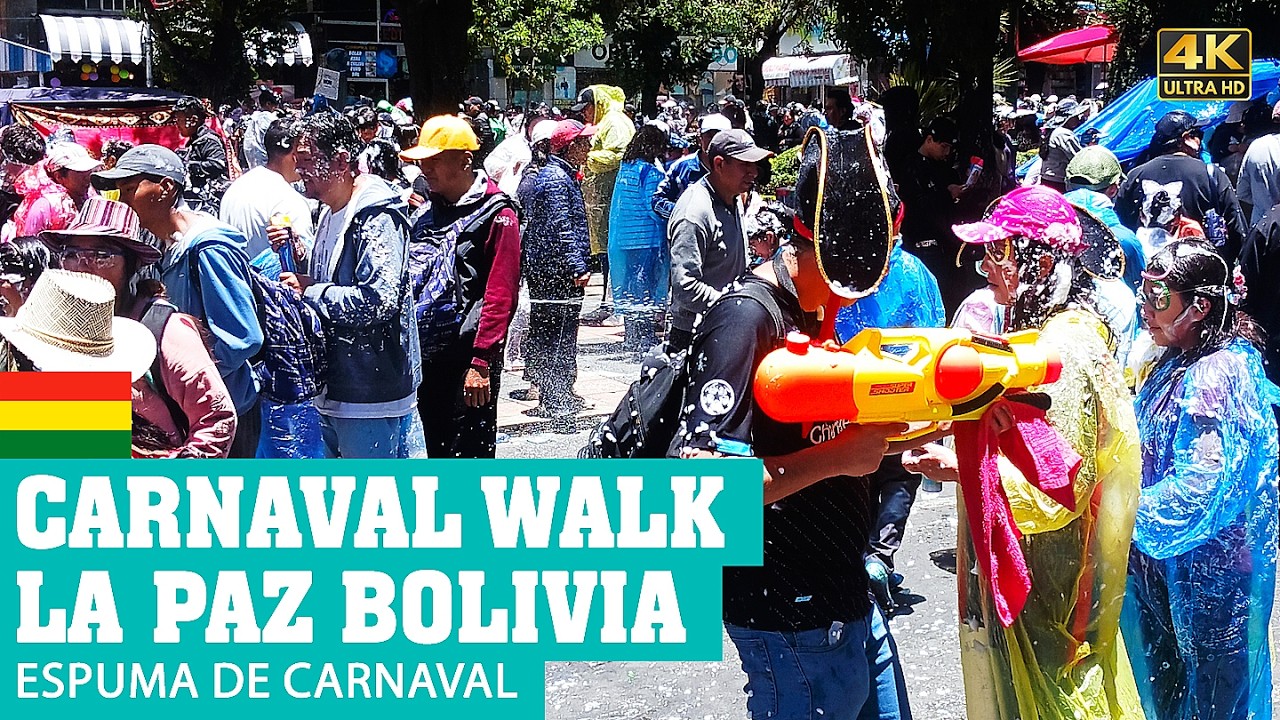 LA PAZ Bolivia | Carnaval City Center | 4K Street Walking Tour NON-STOP