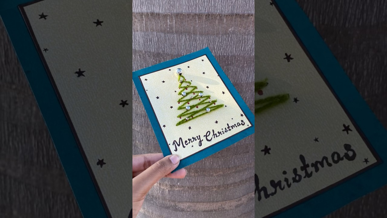 Christmas card in just 5 min!! 😍🎀 #shorts #diy #cards #gift #ideas #handmade #craft #easy #best