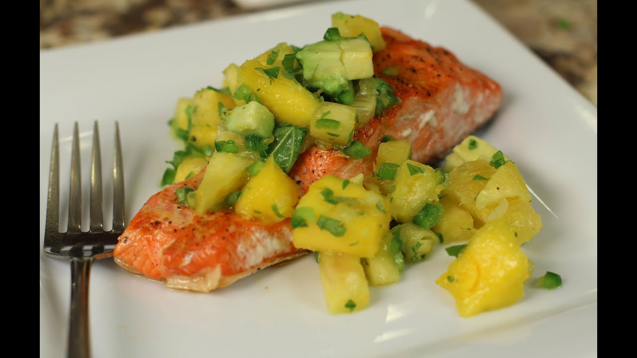 Easy Grilled Salmon with Mango Pineapple Salsa by Rockin Robin