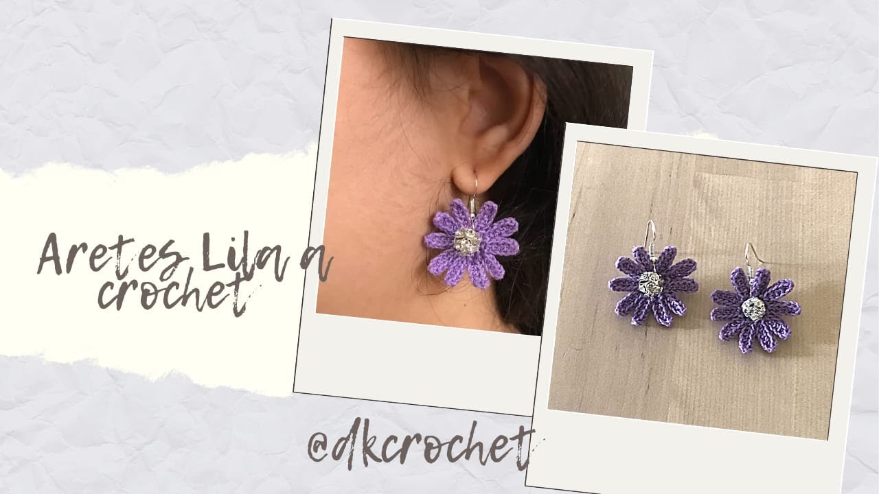 Aretes Lila a ganchillo/crochet/tutorial/@DKCrochet