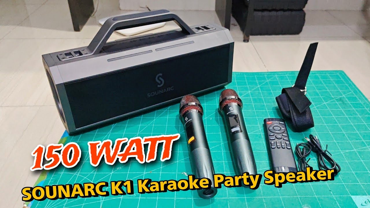 SOUNARC K1 150W ลำโพงบลูทูธ ร้องคาราโอเกะ ตัดเสียงร้อง ไมค์คู่ แบตอึด กันน้ำ เสียงดีมาก