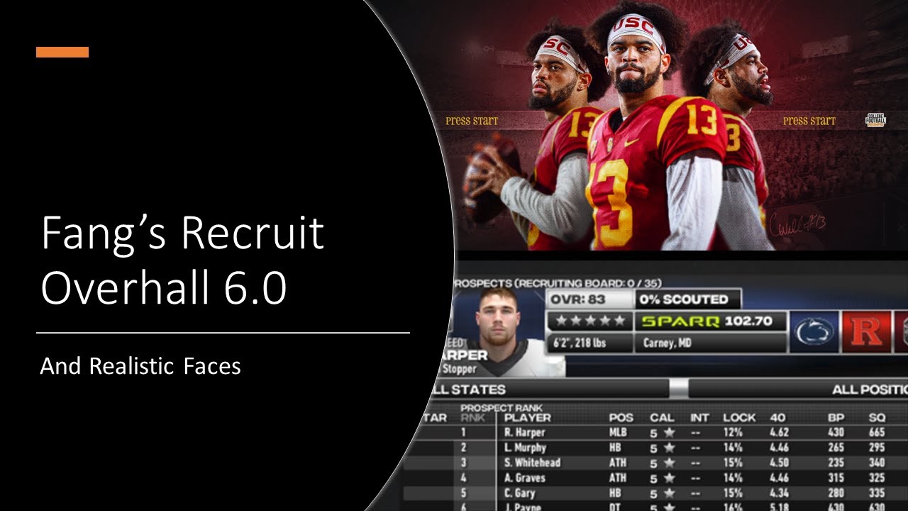 How to use Fang's Recruit Overhaul 6.0 with Realistic Faces/Portraits for College Football Revamped