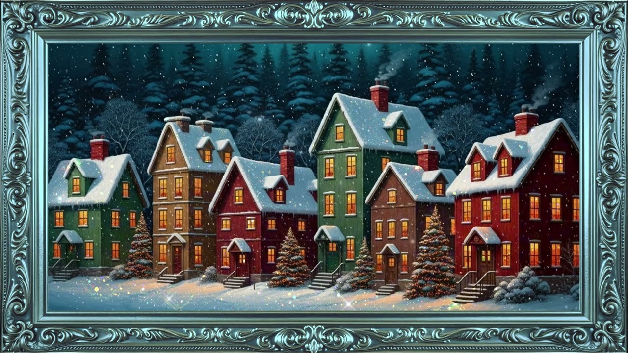 Soft Glow Snowy Village ❄️  Elegant Ambient Frame TV Art 4K