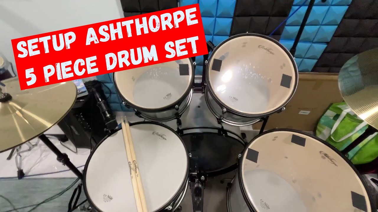 How to set up the Ashthorpe 5 Piece Drum Set sold on Amazon