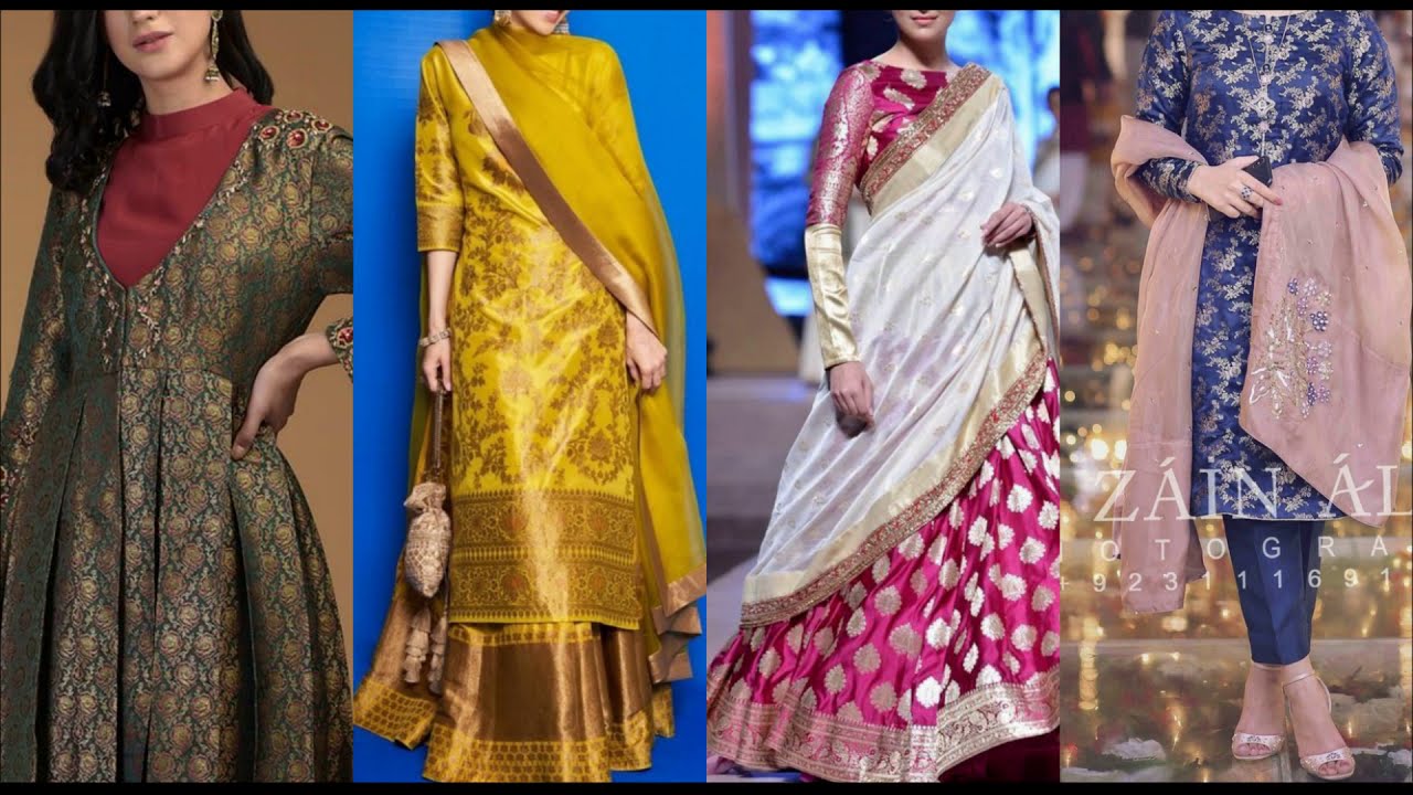 brocade Dress designs 2023 | banarsi suit design | jamawar suit/Dress design | jamawar frock design