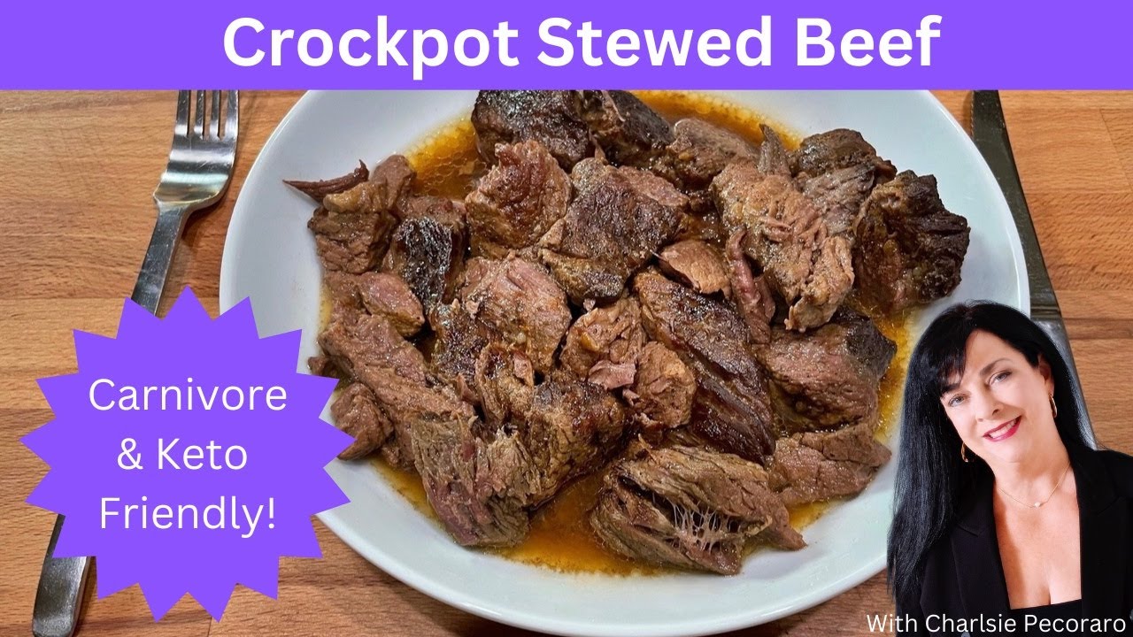 Crock Pot Stewed Beef! A full -flavored option for Carnivore & Keto. Cook low & slow, very easy!