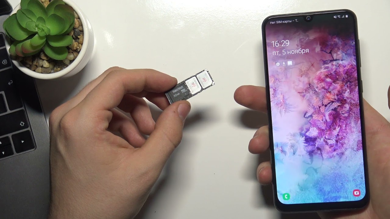 Как вставить SIM и SD карту в Samsung Galaxy A50 / Как открыть слот под СИМ карту Samsung Galaxy A50