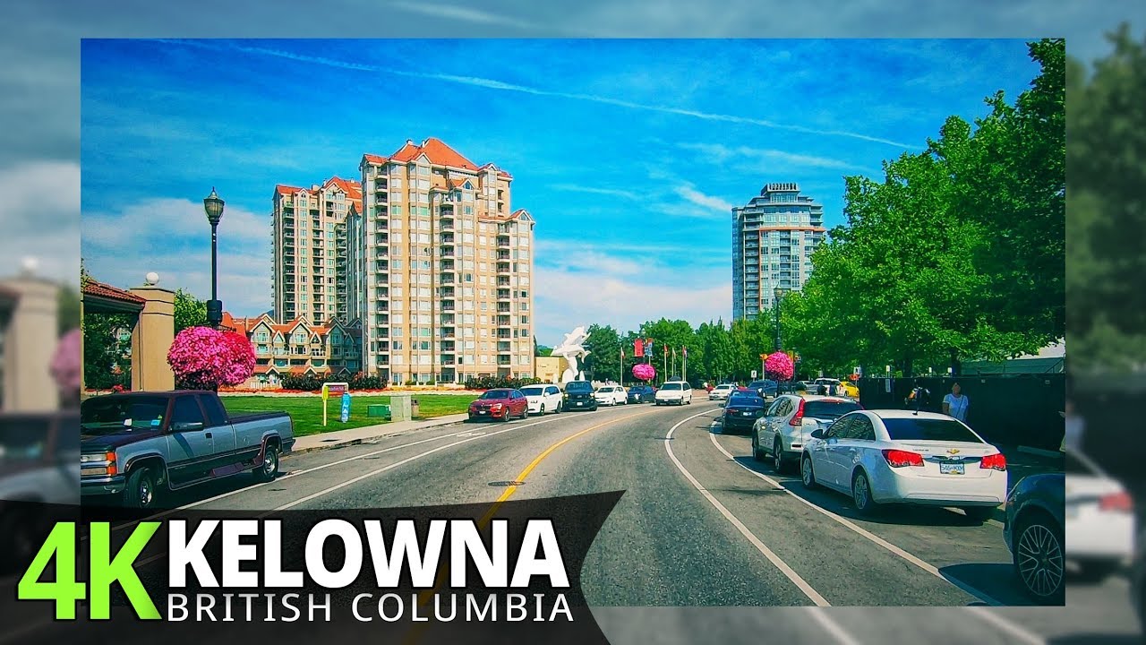 Kelowna 4K60fps - Driving Downtown - British Columbia, Canada